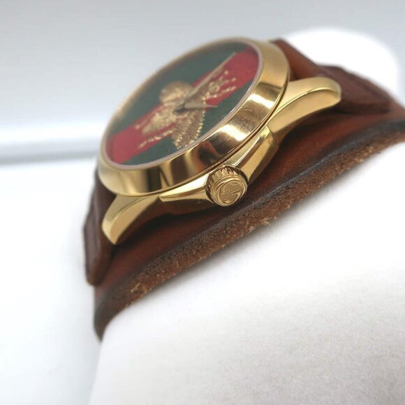 Gucci Le Marche des Merveilles Bee Watch Brown Leather Strap - Picture 5 of 11